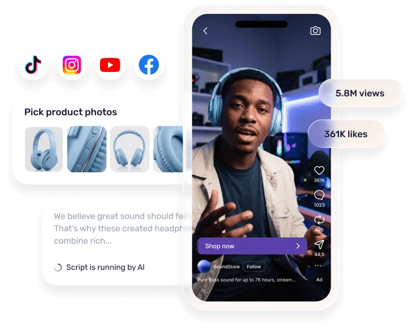 Social ad creative being produced for TikTok, Instagram, YouTube and Facebook